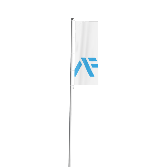 Flügelspanner-Fahne Logo weiss