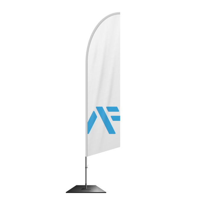 Beach Flag Segelform schräg Logo weiss