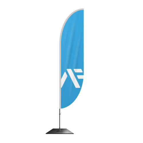 Beach Flag Segelform konvex Logo blau