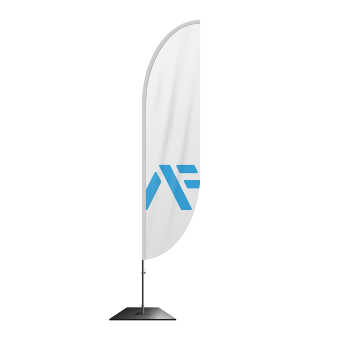 Beach Flag Segelform konvex Logo weiss