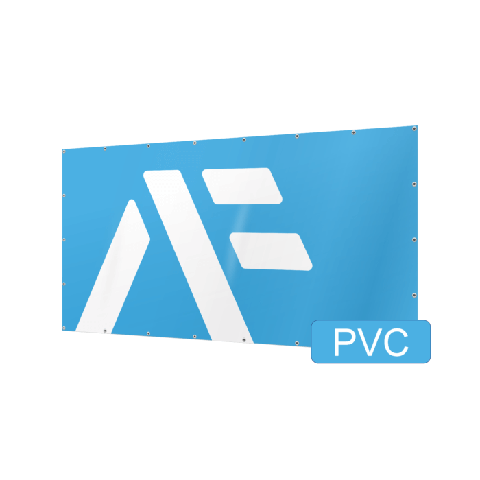 PVC-Banner Logo blau