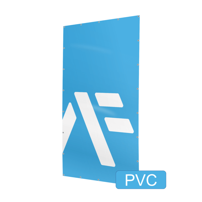 PVC-Banner Hochformat Logo blau