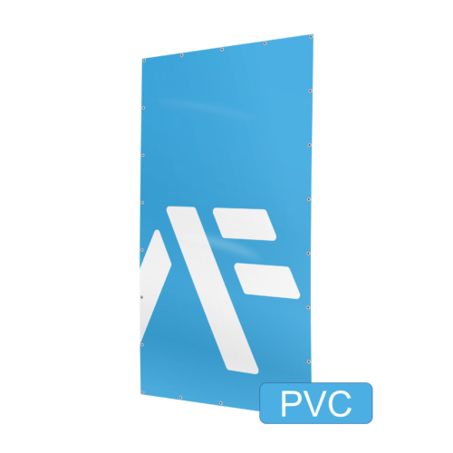 PVC-Banner Hochformat Logo blau