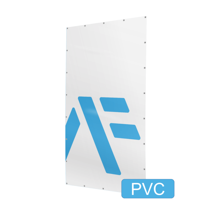PVC-Banner Hochformat Logo weiss