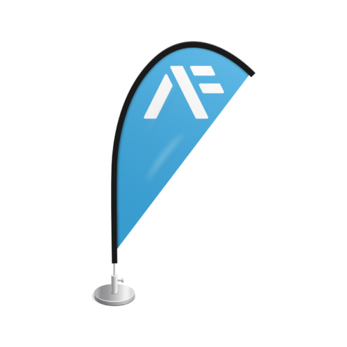 Mini Beach Flag Tropfen Logo blau